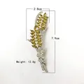 Golden wheat ear crystal brooch for women, measuring 7.9cm high and weighing 12.8g - Wheat Ear Style 5 (7.9*2.8cm)