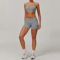 Ensemble de yoga gris anthracite pour femme avec brassière et short de sport - S / Ensemble Brassière et Short Gris Rhinocéros