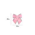 Pink velvet Christmas bow with silver glitter edges for holiday tree and home decoration - Small (24x23cm) / Pink