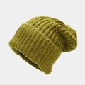 Gorro holgado de punto verde oliva con textura gruesa de canalé y etiqueta - Liso / Verde Hierba
