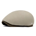 Classic beige canvas newsboy hat with dark coffee contrast brim and metal buckle - Adjustable / Apricot Grey