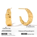 Orecchini a cerchio martellati dorati in acciaio inossidabile ipoallergenico - Oro-Cerchio a C Martellato(JDE0306062)
