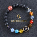 Capricorn theme beaded bracelet featuring volcanic lava stone and multicolor natural gems - Capricorn