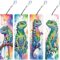 Set di 4 segnalibri fai da te 5D diamond painting con motivi di camaleonti e lucertole - Stile Lucertola Camaleonte Colorata (SQ-145) / 4 Pezzi/Set (Materiali Opzionali)