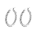 Boucles d'oreilles créoles torsadées en acier inoxydable argenté poli au design minimaliste - Couleur Acier Simple Torsadé