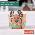 50 cápsulas de Navidad para cupcakes color marrón con diseño de reno y mensaje - Moldes de Reno / 50 Piezas