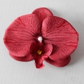 Testa di orchidea artificiale rossa in tessuto realistico per decorazioni fai-da-te - Seta Rosso Grande (Grande)