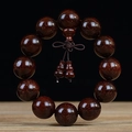 Macro shot of Blood Sandalwood beads with visible golden star grain and gourd pendant - Gourd Style (20200527) / 12 Pendants Set / High Density Gold Star 20mm*12 Beads