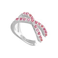 S925 Sterling Silber Ohrmanschette im Kreuzdesign mit zweireihigen rosa Kristallen - Einzelnes Platin - Rosaroter Zirkonia