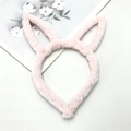 Close-up of pink plush cat ear headband with soft faux fur and fluffy texture detail - Rabbit Ear / Long / Pink