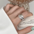 Textured sterling silver ring with irregular hammered finish in a layered design - JZ1327 (Irregular Hammered)