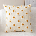 Square floral embroidered cushion cover featuring 3D daisy pattern on beige fabric - 45*45cm (No Core) / Pastoral Style 12 (3D Daisy)