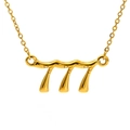 Golden stainless steel necklace featuring a bubble-style 777 lucky number pendant - 777 / 18K Gold