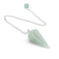Green aventurine hexagonal cone pendulum pendant necklace with silver chain and bead - Green Aventurine