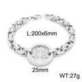 Bracciale bizantino in acciaio inossidabile argento con ciondolo albero della vita - L:200x6mm (KB151910-Z) / Color Acciaio
