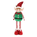 Christmas plush elf doll with red sequin hat and green outfit on white background - Male Elf (Green Hat)