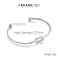 Minimalist silver stainless steel knotted cuff bracelet with a polished mirror finish - Steel Color (KB113390-Z)