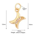 Gold plated copper star and crescent moon pendant with white cubic zirconia inlay - Zirconia Letter X