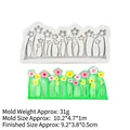 Silicone flower and grass pattern mold for DIY fondant cake and chocolate making - Gray Flower Cluster Style (15-711) / 10.2x4.7x1cm / Gray
