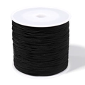 Detailed view of 0.8mm black braided cord neatly wound on a spool for DIY jewelry - 0.8mm Diameter (Approx. 90m/Roll) / Black