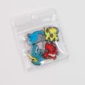 Set of 4 colorful PVC dinosaur shoe charms in a transparent protective bag - DIY Shoe Charms - Dinosaur Series