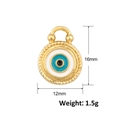 Detailed view of 12x16mm golden evil eye charm with blue enamel for DIY jewelry making - A0571 (Rectangular Enamel Eye)