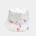 Detailed view of colorful mushroom print and stitched brim on a white bucket hat - M (56-58cm) / White Mushroom Flower-Style 2 (2#色)