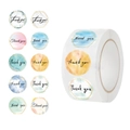 Roll of 10 watercolor thank you stickers with gold hexagon patterns for gift sealing - Jjt040 Thank You Sealing Stickers (10 Pictures 500 Stickers/roll)