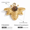 Golden stainless steel bee pendant with brown gemstone and hypoallergenic finish - Brown Gemstone Bee Style (PJ91835C-2pcs)