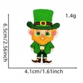 Detail showing St. Patrick's Leprechaun embroidery patch with size 6.5x4.1cm markers - Style 18 (Full Leprechaun)