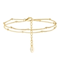 Minimalist S925 sterling silver double layer gold beaded chain bracelet with lobster clasp - Gold