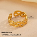 18K gold plated stainless steel open ring with adjustable infinity woven design - Infinity Hollow / Gold
