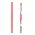 Dual-head nail extension tool with orange fiber brush and stainless steel spatula - Watermelon red