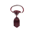 Classic red, blue, and white plaid dog tie with an adjustable strap and plastic buckle - 11-Red Blue White Plaid Necktie