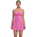 Detail view of the rose pink sports dress showing side slit and slim strap design - S / Cosmos Pink
