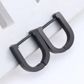 Minimalist matte black stainless steel U-shaped geometric hoop earrings for men and women - Semi-U 14mm Black