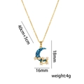 Titanium gold moon necklace with blue starry texture and crystals, 45cm adjustable chain - 356 Moon Starry Sky Gold