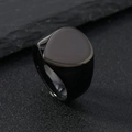 Minimalist black stainless steel signet ring with a smooth geometric shield-shaped surface - US 6 / Teardrop / Black