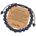 Perlenarmband aus blauem Tigerauge und Lavastein mit inspirierender Grußkarte für Männer - An meinen Enkel