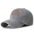 Cappellino da baseball grigio scuro lavato con ricamo sportivo arancione vivace - Regolabile / Grigio