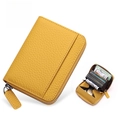 Yellow genuine leather RFID wallet with accordion card slots and lychee grain texture - JP-6001 Style / Lemon Yellow