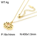 Gold stainless steel lotus necklace with champagne teardrop zircon pendant and technical specs - Gold Necklace