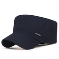 Casquette militaire plate ajustable en coton bleu marine avec badge SPORT en métal - Réglable / Bleu marine