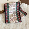 Detail of vintage paisley silk scarf necklace with red and green floral geometric pattern - Red-Green Necklace