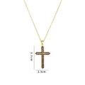 Gold cross necklace with black cubic zirconia stones, dimensions 3.7cm by 2.3cm - Gold Black Stone Cross (A756)