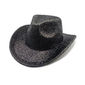 Close-up detail of a black cowboy hat featuring shimmering metallic gold thread - M (56-58cm) / Black