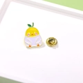 Cute cartoon yellow chick in lavender egg shell enamel pin with golden metal butterfly clutch - Hatching Chick (CZ0559)