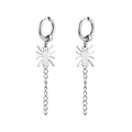 Punk style silver spider earrings with long chain pendant in stainless steel finish - Style 18 Silver Single