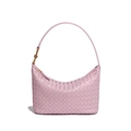 Borsa a spalla rosa con trama intrecciata e manico dal design a croissant minimalista - Rosa Loto