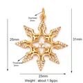 25mm Gold plated brass snowflake pendant with sparkling zircons for DIY jewelry - Gold Octagram M844328G